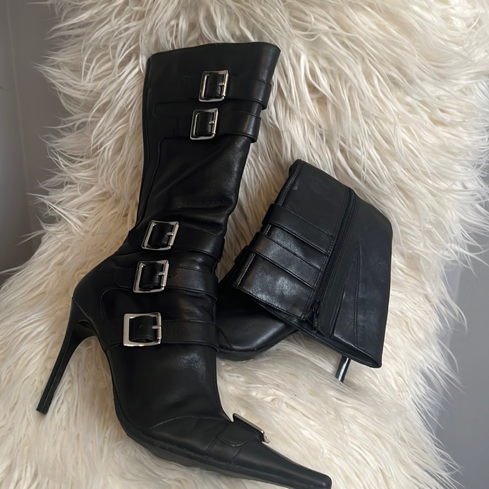 Beautiful Biker boots ♥️ my favorite Black with belts worn twice